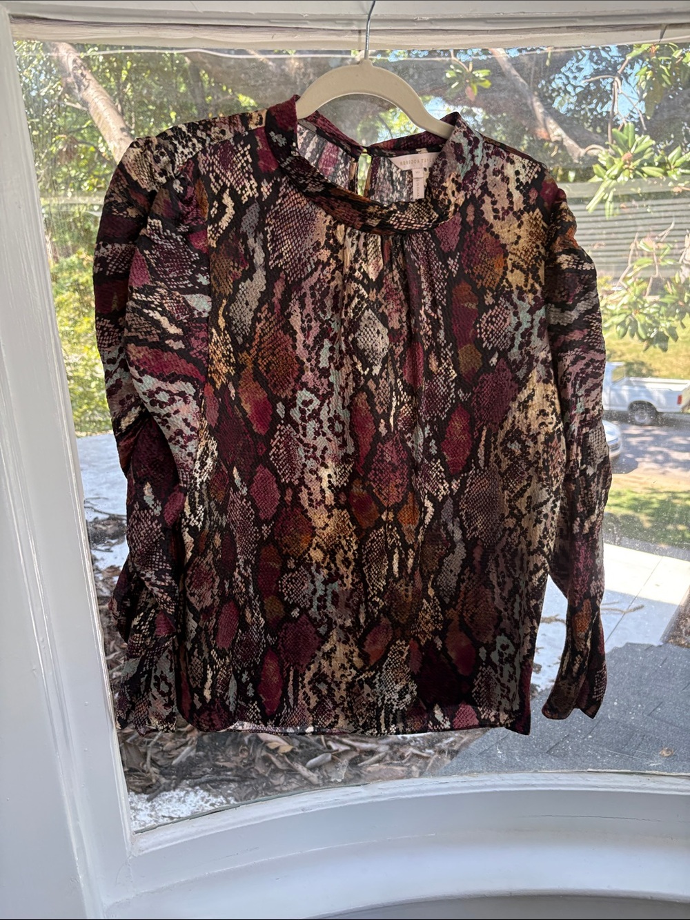 Rebecca Taylor Burgundy Multi Snake-Print Blouse